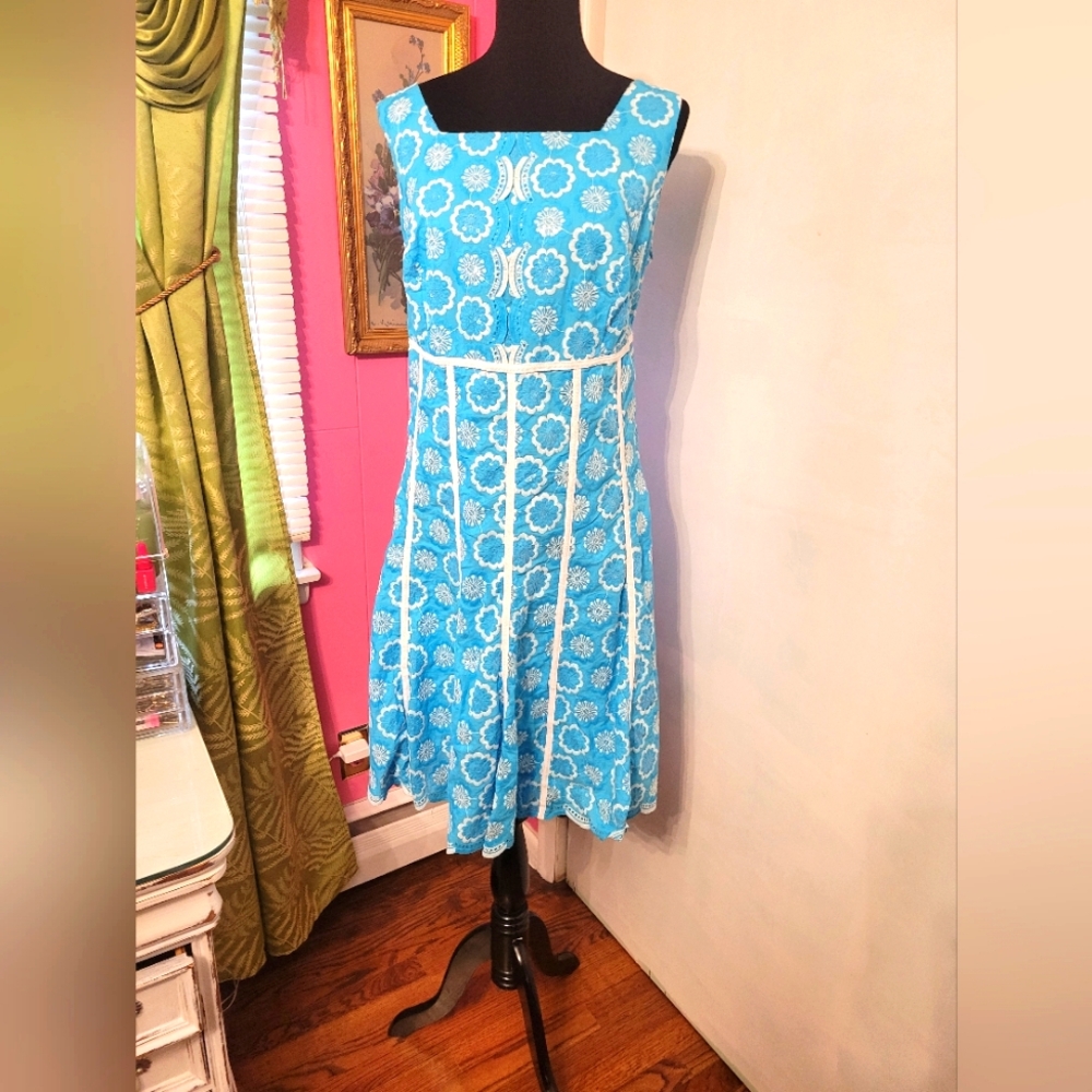 Blue Floral Sleeveless Dress